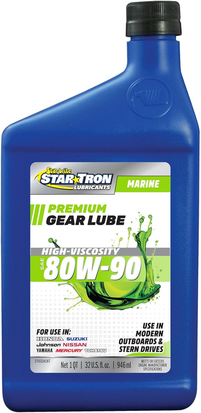 STAR BRITE Star Tron High Viscosity Lower Unit Gear Lube 80W90 - Anti-Wear, Rust & Corrosion Inhibitors, Ideal for Outboard Motors & Stern Drives - 32 OZ (027032)