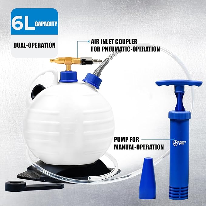 Oil Extractor Pump Vacuum 6L Pneumatic/Manual Fluid Extractor Professional Engine Oil Change Pump for Automotive and Marine