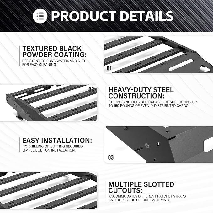 Roof Rack Cargo Basket fits 2005-2023 Toyota Tacoma Crew Cab Cargo Racks, Overland Rooftop Luggage Storage Holder, 150 LBS Platform Style Cargo Carrier for Outdoors Gear