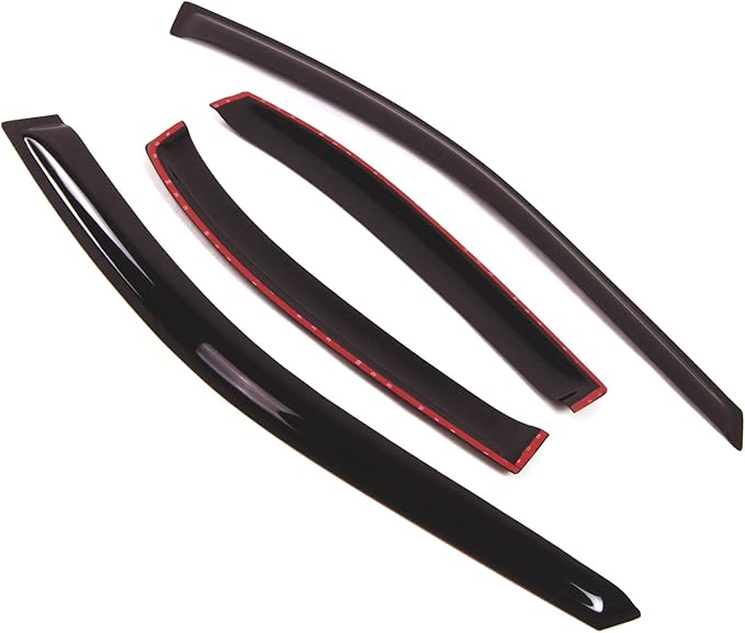 Tuningpros WD2-150 Dark Smoke 4 Pcs Set Window Visor (Outside Mount) Deflector Rain Guard Compatible with 1997-2000 Ford Escort Sedan