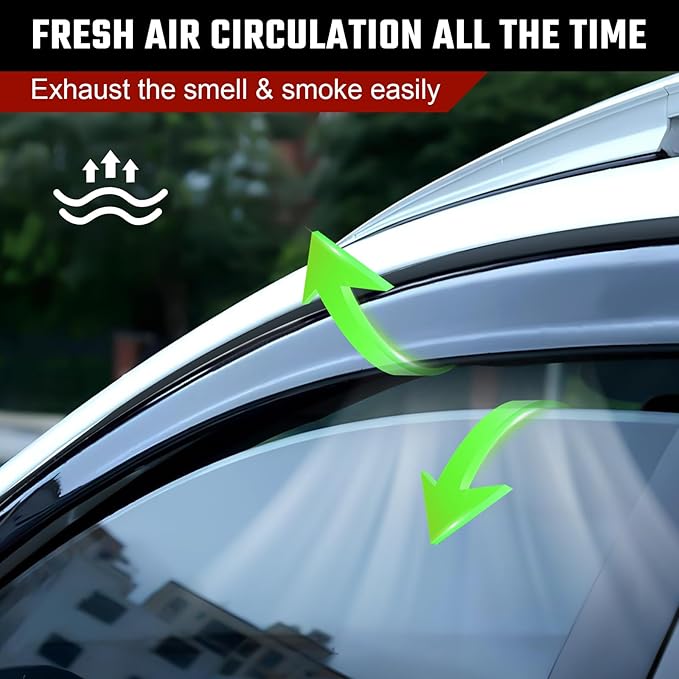 Rain Guards Fit for GMC Acadia 2017 2018 2019 2020 2021 2022 2023 2024, Extra Durable Tape-on Side Window Deflectors, Acadia Wind Deflectors Rain Guard Black 4 PCS