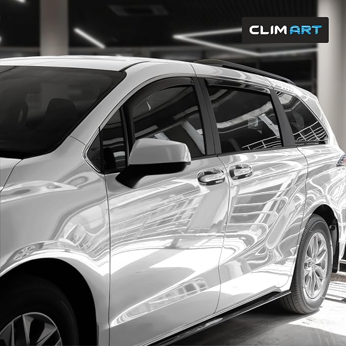 CLIM ART in-Channel Incredibly Durable Rain Guards for Toyota Sienna 2021-2026, Original Window Deflectors, Vent Window Visors, Vent Deflector, 4 pcs. - 410279