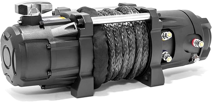 SuperATV 12,000 lb Black Ops Winch with Wireless Remote and Synthetic Rope for UTVs/Jeeps/SUVs | Permanent Magnet DC 12V, 6.0 HP Motor | 14' Length Wiring | 230:1 Gear Ratio