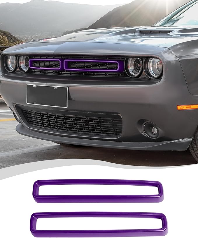 Hoolcar Front Grille Radiator Grille Insert Cover Grillwork Trim Compatible with Dodge Challenger 2015-2025+, Exterior Accessories, Purple, 2pcs