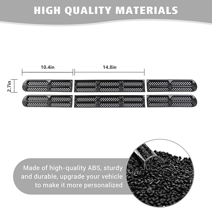 Jimen for Bronco Grille Inserts, 6 Pack Front Mesh Grill Cover Guard Exterior Trim Accessories Compatible with Ford Bronco 2021-2024 (Carbon Fiber)