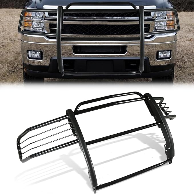 Front Grille Brush Guard Fits for Chevy Suburban 1500 & Tahoe 1500 & Avalanche 1500 (New Body Style) 2007-2014 Steel Bull Bar Push Guard Modular Bumper Protection Black