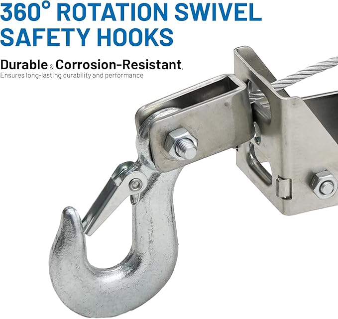 POLESTAR Come Along Winch, 1500 lbs Pull Capacity, 15 ft Steel Cable Hand Winch with 2 Hooks, Heavy Duty Dual Ratchet Cable Winch Puller, Automotive Towing Hoist Puller for Recovery, Moving, Securing