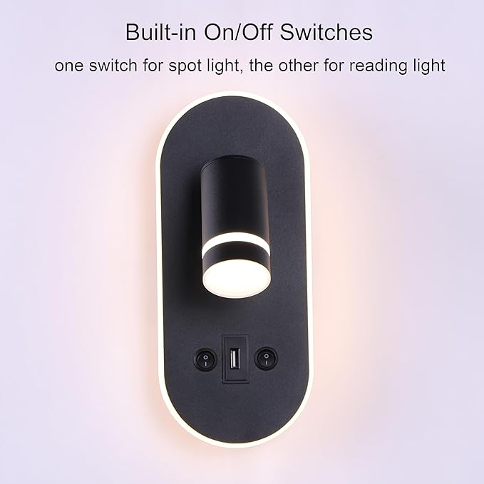 RV LED Wall Sconce Light Fixture with ON/Off Switch and USB Charging Port - 12V Bedside & Ceiling Light Fixture, 4000K Natural White Inrerior for Motorhome Marine Bedroom