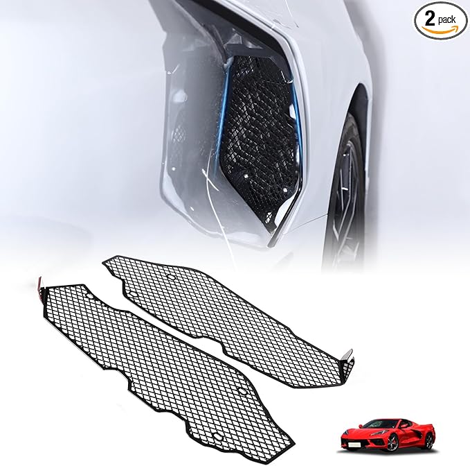 for Corvette C8 Side Intake Mesh Grilles Insert Set,Stainless Driver and Right Passenger Side Radiator Air Intake Vent Guards for Corvette C8 Stingray Z51 2020-2025 Accessories (Black)