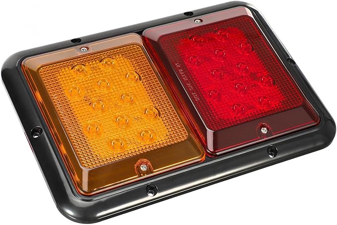 Partsam 2Pcs Double Led Trailer Tail Lights Horizontal Mount Dual Stop Turn Signal Tail Lights 24 LED Surface Mount RV Double Led Taillights RV Double Led Turn Tail Lights 12V IP67 Black Base w Gasket