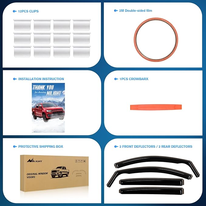 Nilight in-Channel Rain Guards for Chevrolet (Chevy) Equinox 2018 2019 2020 2021 2022 2023 2024, Vent Window Visors, Original Window Deflectors-4PCS