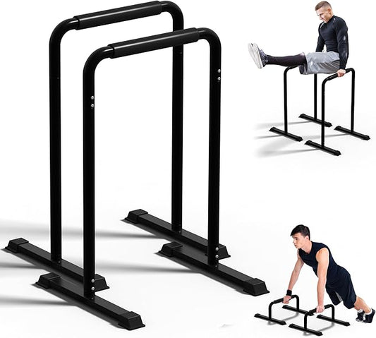 2-in-1 Adjustable Dip Bar Pro Max - Heavy Duty Parallel Bars with Connecting Parts, Extra Tall & Thickened Steel Design for Home Gym, Calisthenics & Strength Training