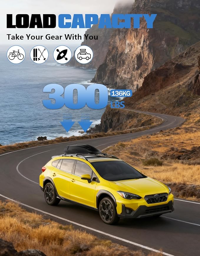 FengYu 300lb Roof Rack Cross Bars Compatible with Subaru Crosstrek 2018-2023 & Impreza 2017-2023, Heavy Duty Lockable Aluminum Roof Rails Crossbars Cargo Bars Canoe Rooftop Black Carrier Luggage