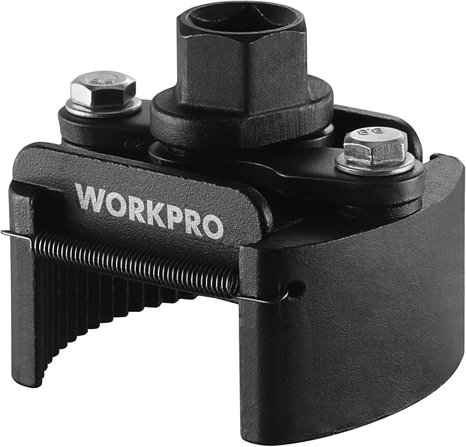 WORKPRO Universal Oil Filter Wrench Adjustable with Auto-Clamp Spring, Oil Filter Removal Tool, Oil Filter Change Set, Ideal for Engine Filters, Conduit, & Fittings