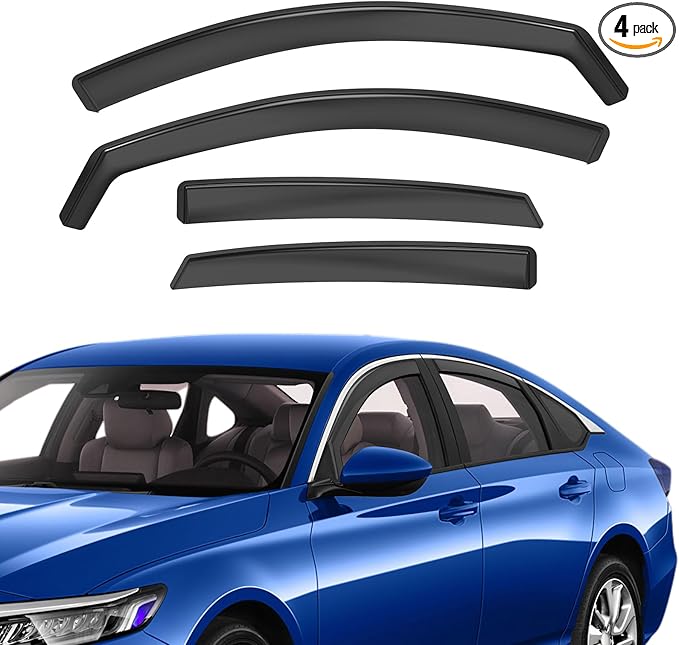 ACLONG in-Channel Rain Guards Compatible with Honda Accord 2018 2019 2020 2021 2022 2023, Black Window Deflectors Window Visor Side Shatterproof Sun Visor, 4-Pieces Set