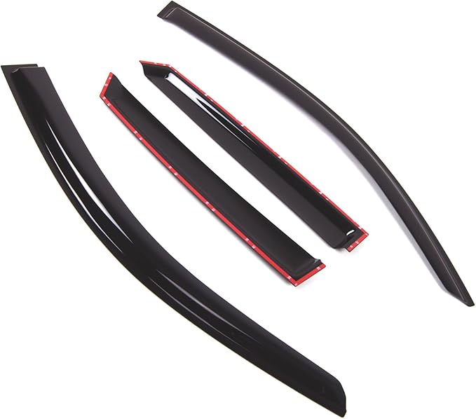 TuningPros Outside Mount Window Vent Visors Rain Guards Compatible with Audi Q3 2013-2016 | Side Window Wind Deflectors Rain Shields | Smoke Tinted, 4 Pcs Set, DGWV-775