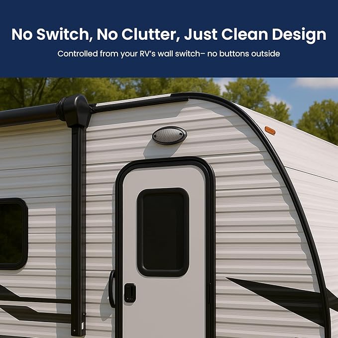 Safoner LED RV Porch Light Exterior Oval- 1400LM Bright White & Amber Switchable Lighting, IP67 Waterproof Aluminum Exterior Fixture- 12V Outdoor Light for Travel Trailer, Camper, Motorhome (Black)