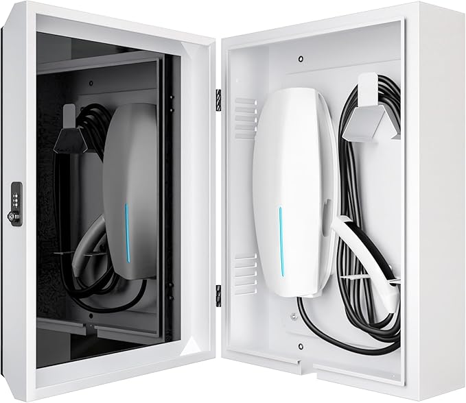 Tesla Wall Charger Cover, Outdoor EV Charger Enclosure Universal Fit for All Electric Vehicle Chargers, Large Capacity Weatherproof Wall-Mounted Charger Box (Silver-Gray)