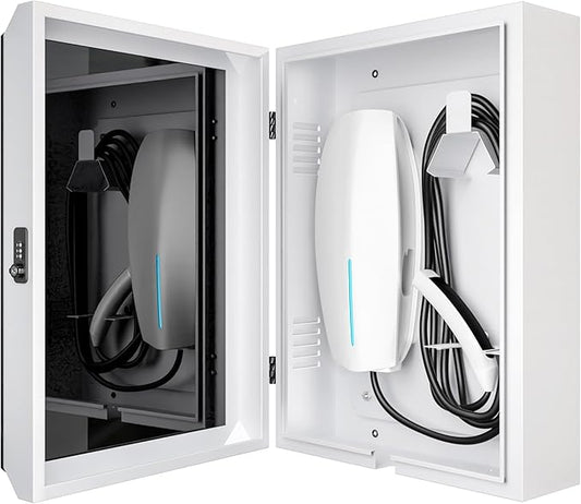 Tesla Wall Charger Cover, Outdoor EV Charger Enclosure Universal Fit for All Electric Vehicle Chargers, Large Capacity Weatherproof Wall-Mounted Charger Box (Silver-Gray)