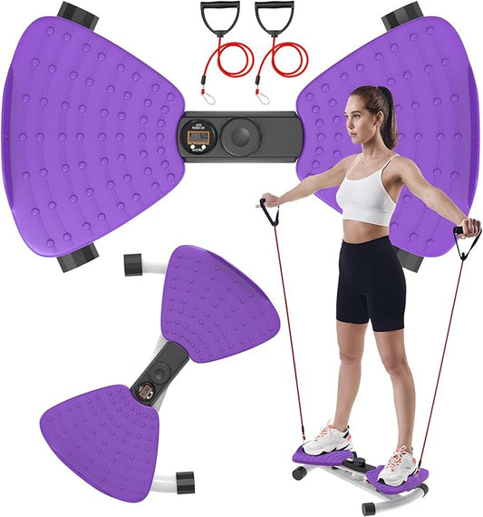 Waist Twister Machine, Adjustable Exercise Twist Board for Women Men, Noiseless Ab Twister for Home Gym Equipment, 330 lbs Capacity | Track Time, Reps, Calories with Digital Display