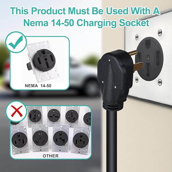 Portable Level 2 Ev Charger for All SAE J1772 EVs &, 25ft ETL Listed Electric Vehicle Charger (40A,NEMA14-50(Plug Play))