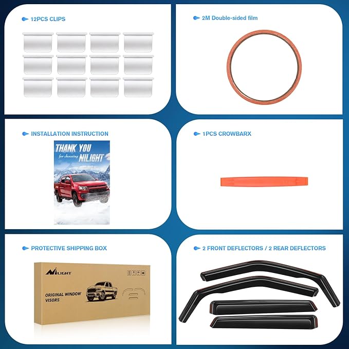 Nilight Durable in Channel Rain Guards for Chevy Blazer 2019 2020 2021 2022 2023 2024 2025 Window Deflectors, Vent Window Visors-4pcs