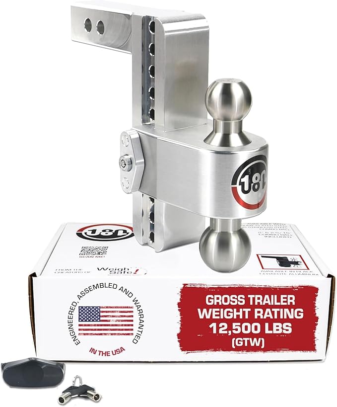 Weigh Safe Adjustable Trailer Hitch Ball Mount, 6" Adjustable Drop Hitch for 2.5" Receiver w/ 4 pc Keyed Alike Lock Set, Heavy Duty Aluminum Trailer Tow Hitch w/Chrome Plated Tow Balls, 18,500 GTW