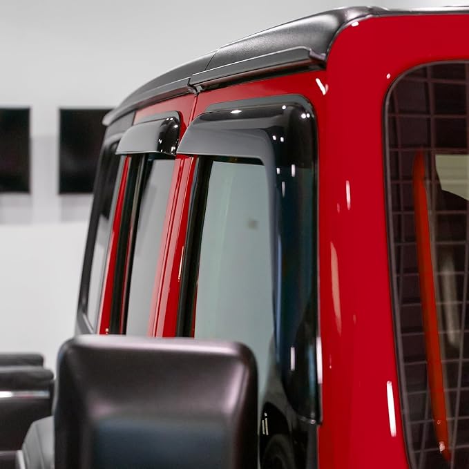 Voron Glass Tape-on Extra Durable Rain Guards for Jeep Wrangler 2007-2018, Window Deflectors, Vent Window Visors, 4 Pieces - 120040