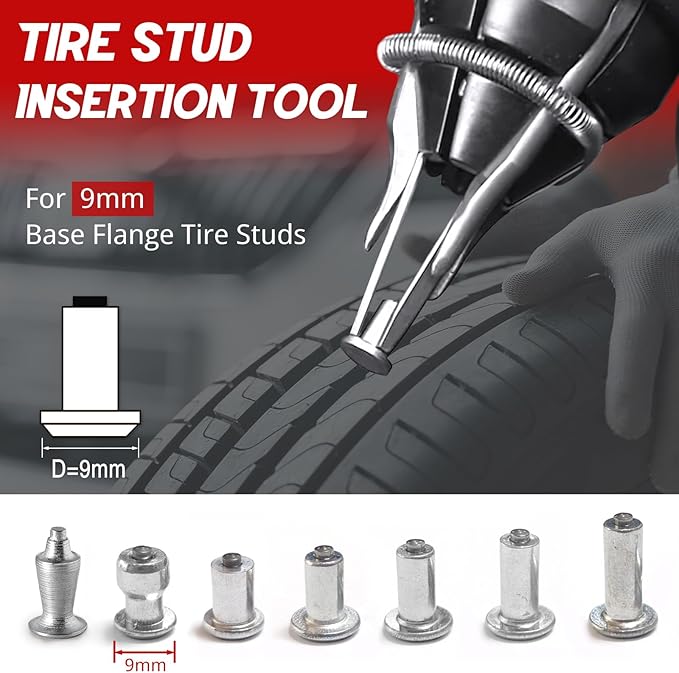 Tire Stud Gun 9mm Base Flange Tire Studs Tool Winter Snow Tire Stud Gun Installation Air Gun Tool for 8.8mm/9mm Base Flange Tire Studs