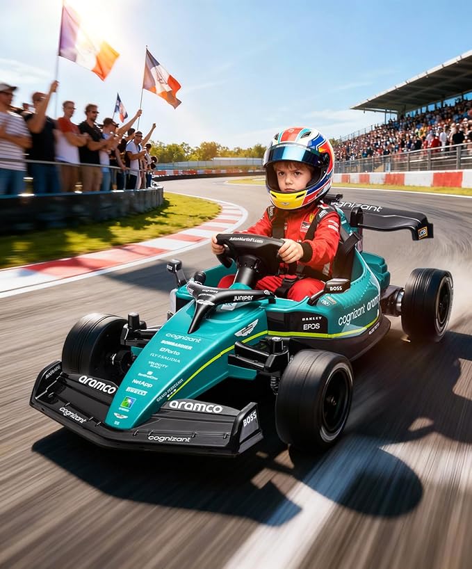 12V F1 Kids Ride On Car with Parent Remote Control, Recharageable Battery Ride on Toy, 3 Speeds, Music