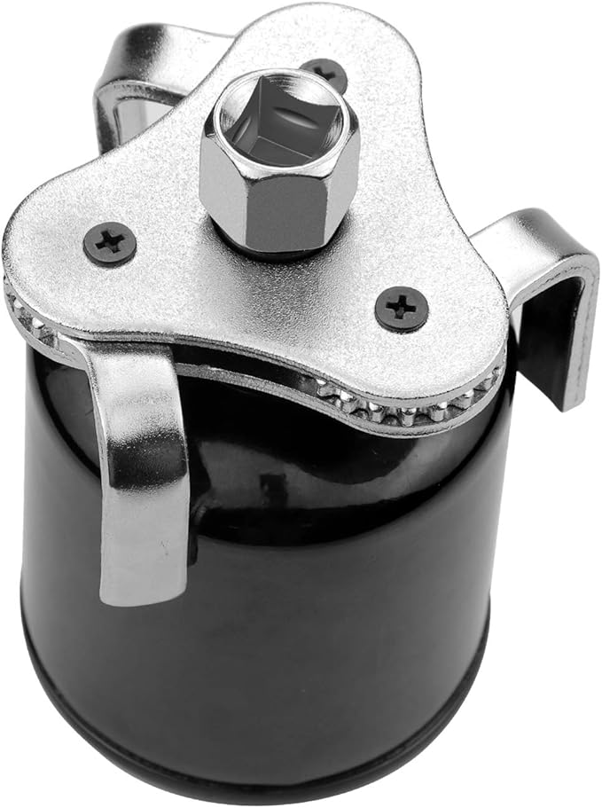 Bolaxin Universal Adjustable Oil Filter Wrench 2.5" to 4.5" - 3 Jaws Oil Filter Wrench Tool Set Remover Socket (Silver)