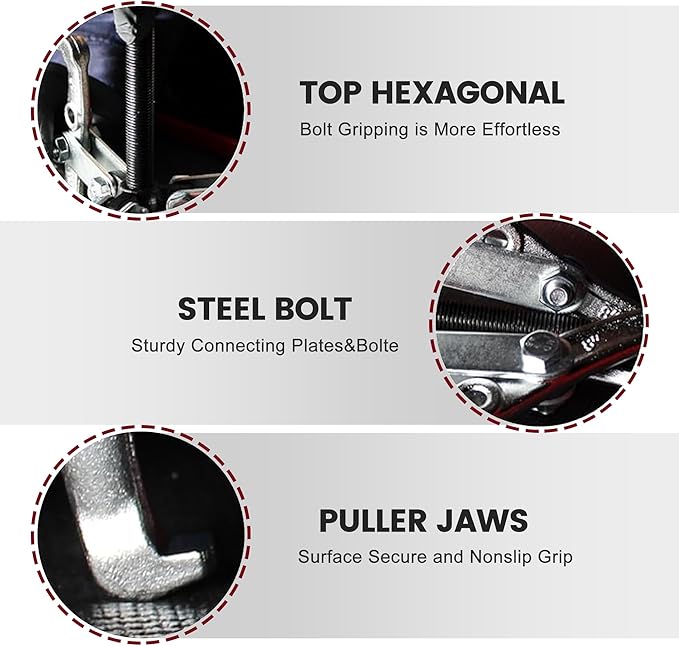 Motor Tech Gear Puller Set, 3" 4" 6" 8'' 3 Jaw Puller Kit for Pulley Gear Bearing Flywheel Removal, Heavy Duty Pulley Puller with Reversible Jaws Bearing Puller Tool Kit (3'' 4'' 6'')