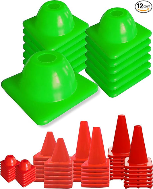 2 inches Heavy Duty Agility Training Cones for Sports & Kids Coaching, Field Markers for Motorcycle, Bikes, Traffic, Basketball, Soccer Drills, Durable, Multipurpose, Adjustable