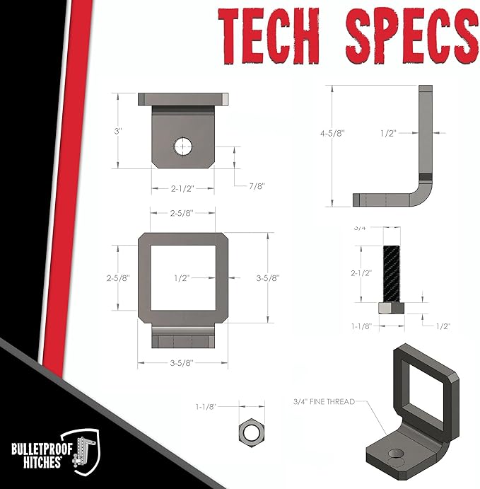 BulletProof Hitches - 2.5" Anti Rattle Hitch Clamp - Anti Rattle Hitch Tightener for 2.5 Inch Hitches - Hitch Stabilizer with Black Textured Powder Coat