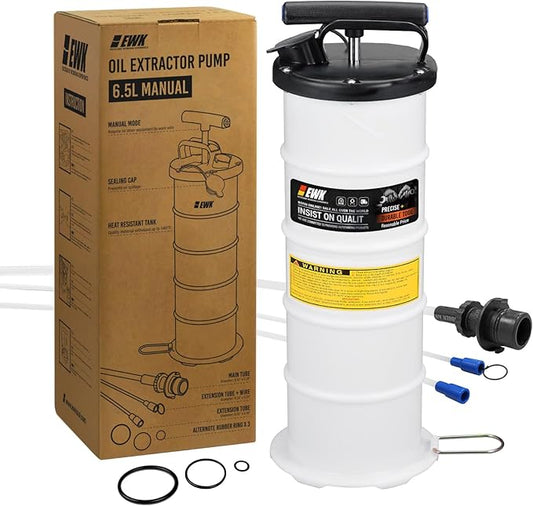 EWK 6.5L Manual Oil Extractor Pump for Oil Change, Fluid Evacuators for Cars, Boats, Jet Skies, Lawnmowers, Quick Oil Drain in 10 Pumps