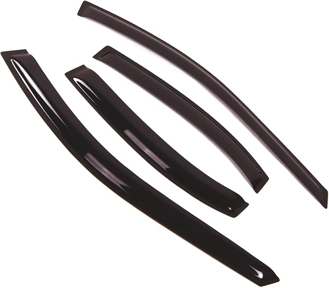 Tuningpros WD2-150 Dark Smoke 4 Pcs Set Window Visor (Outside Mount) Deflector Rain Guard Compatible with 1997-2000 Ford Escort Sedan