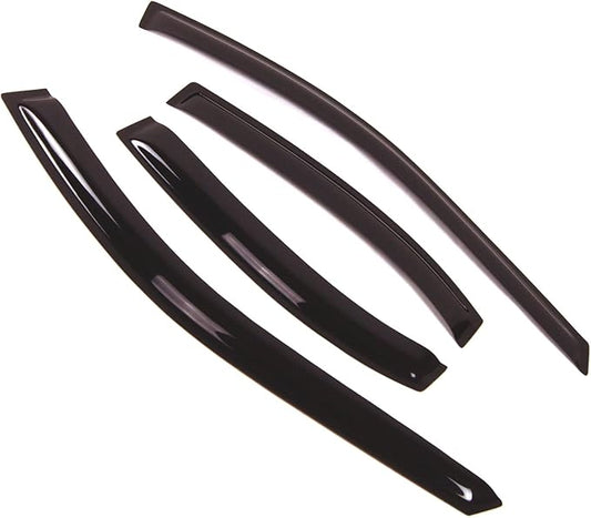 Tuningpros WD2-150 Dark Smoke 4 Pcs Set Window Visor (Outside Mount) Deflector Rain Guard Compatible with 1997-2000 Ford Escort Sedan