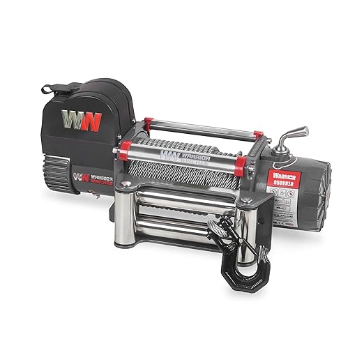 Warrior Winches Samurai 10000 lbs 12V Electric Winch with Steel Cable - Powerful Electric Winch for Trucks - 10000 lbs Load Capacity - Wireless Remote Included