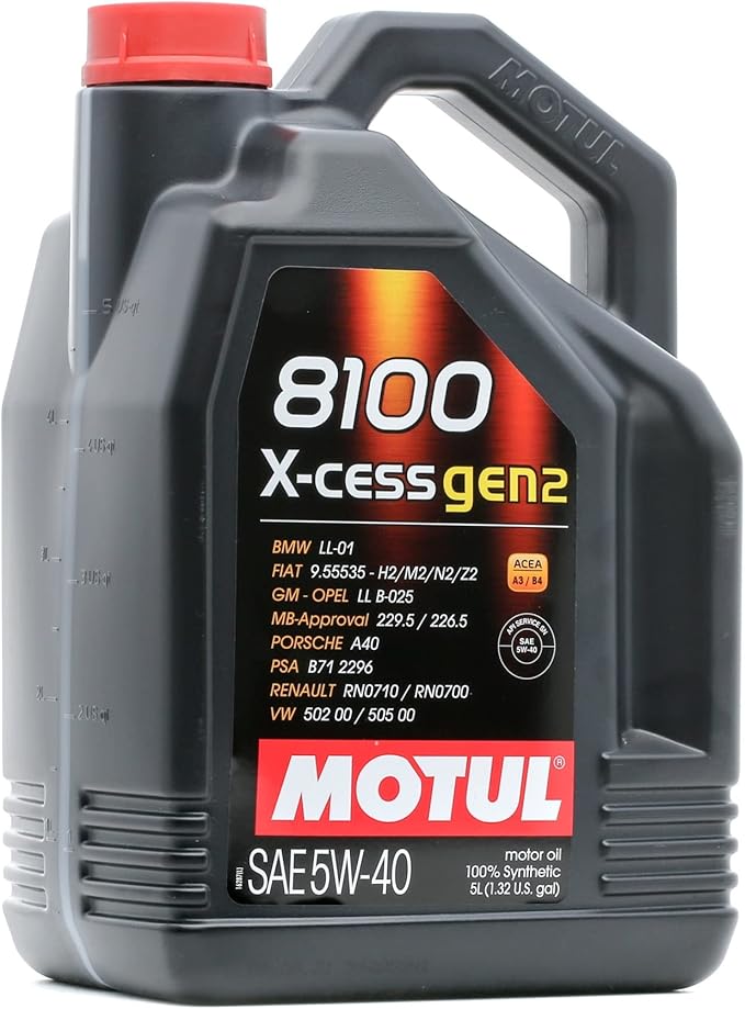 MOTUL 8100 X-Cess Gen 2 SAE 5W40 Full Synthetic Motor Engine Oil 5 Liter Bottle
