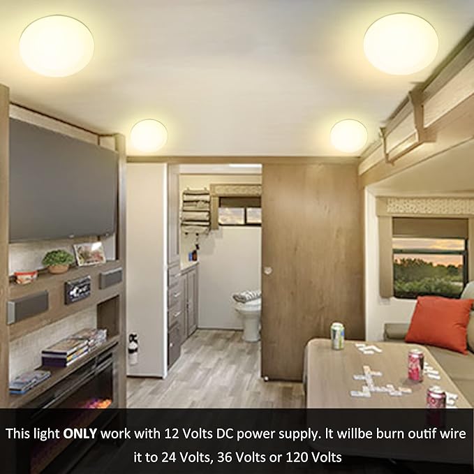 Facon 6.5Inch 12V LED RV Puck Light, 4 Pack Aluminum Slim Recessed Mount Light for RV, Camper, Motorhome, Trailer, Boat