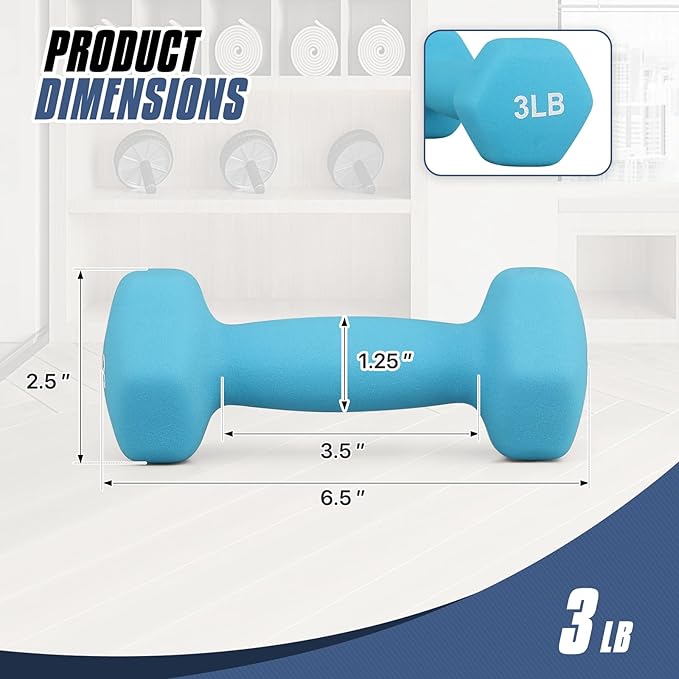 MADOG Dumbbell Set, Anti-Slip Neoprene Coated Hexagon Hand Weights for Home Gym Equipment Workouts Strength Training