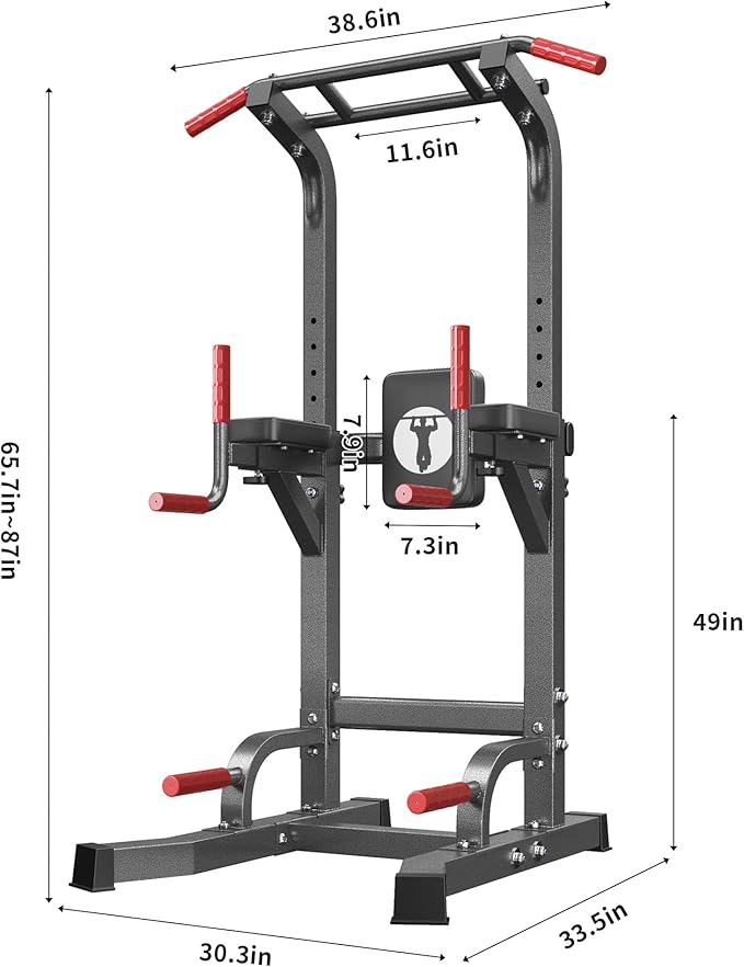 SogesPower Multi-Function Power Tower Pull Up Bar Station Pull Up Dip Station for Home Gym, Adjustable Height Pull Up Bar Stand Dip Bar Strength Training Workout Equipment