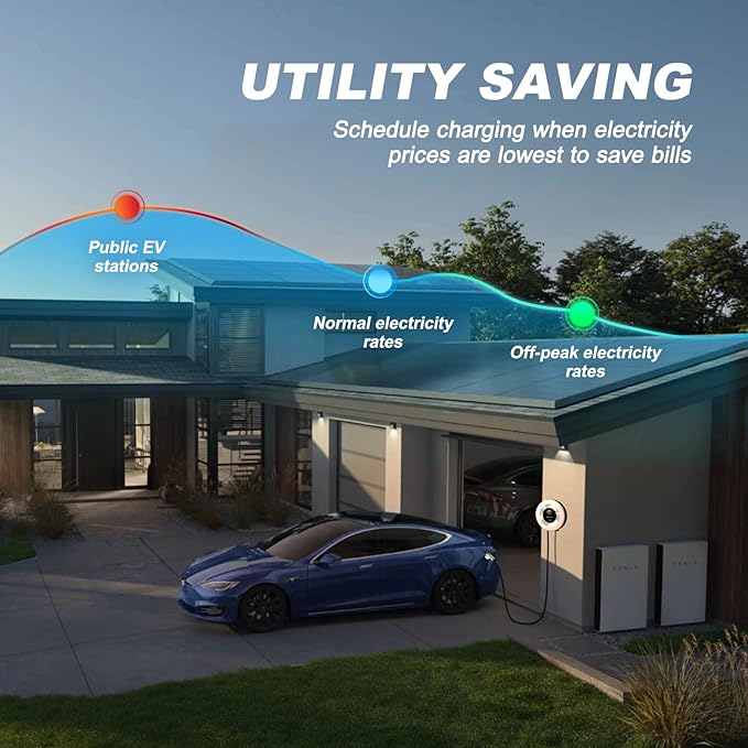Level 2 EV Charger, 11.5KW /50A Fast Wall Home Charging Station, 27.3ft Charging Cable with Smart App (WiFi), 240V EV Charger with NEMA 14-50, EVSE J1172 Connector for Electric Car EC51W