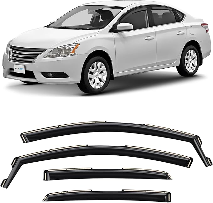 CLIM ART in-Channel Incredibly Durable Rain Guards for Nissan Sentra 2013-2019, Original Window Deflectors, Vent Window Visors, Vent Deflector, 4 pcs. - 613255