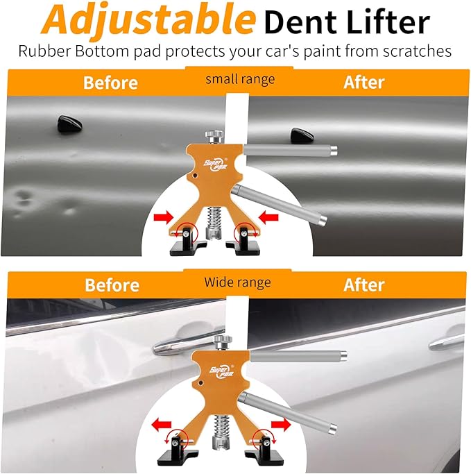 Super PDR Paintless Dent Repair Kit 148PCS Dent Puller Kit with LED Light Board Can Removal 99% of Car Dents in 30 Minutes for Repair Work of Big Dents, Small Dents, Door Ding, Creases and Hail Damage