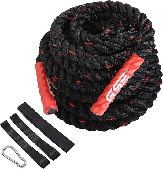 GSE Games & Sports Expert Gym Battle Rope, Heavy-Duty Workout Ropes for Indoor & Outdoor Workout, Exercise Rope for Strength Training - 30,40,50 Feet Lengths Available