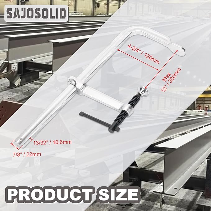 4-Pack Heavy Duty F Clamps for Welding, 4-3/4 Inch Throat Depth, 880 Lbs Clamping Force, Strong Hand Clamp for Woodworking, Welding, Metal Working, Plumbing and DIY Projects