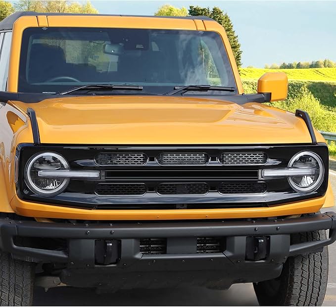 Jimen Compatible with Ford Bronco 2021-2023, 6PCS Front Grille Inserts Mesh Grill Cover Exterior Trim Accessories (Black)