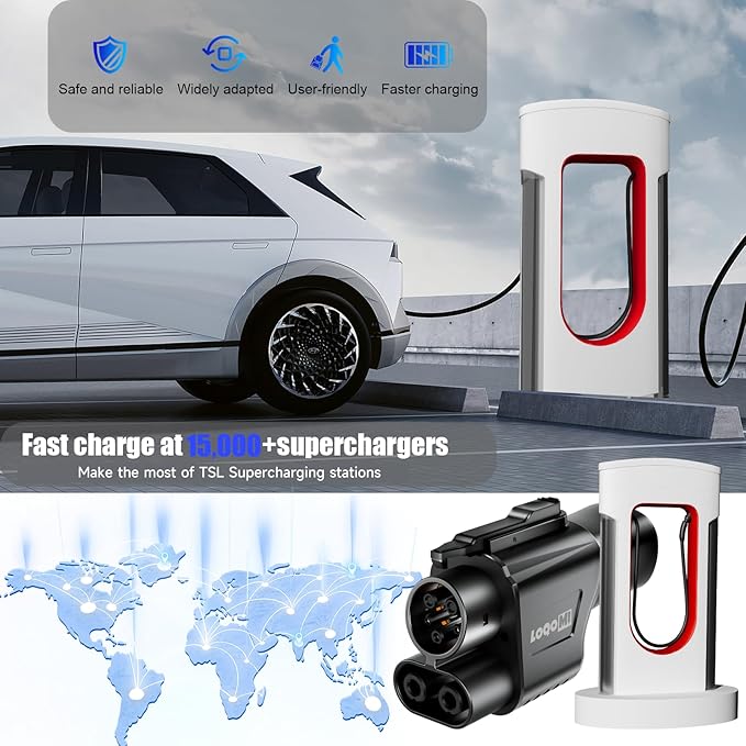 Tesla Supercharger Adapter, NACS to CCS Adapter, [Max 500A, 1000V] for Ford, Rivian, Cadillac, Polestar GM& More, NACS to CCS1 Charger Adapters is Compatible with V3 and V4 Tesla Superchargers Station