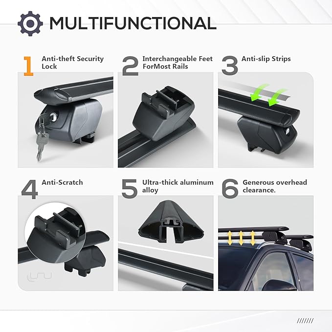 Heavy Duty 300 LBS Roof Rack Cross Bars Compatible with 2014-2025 Subaru Forester with Side Rails, Lockable & Adjustable Rooftop Top Luggage Crossbar Cargo Carrier SUV